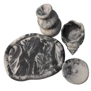 ست 4 تکه جاشمعی سنگی مدل دنیز