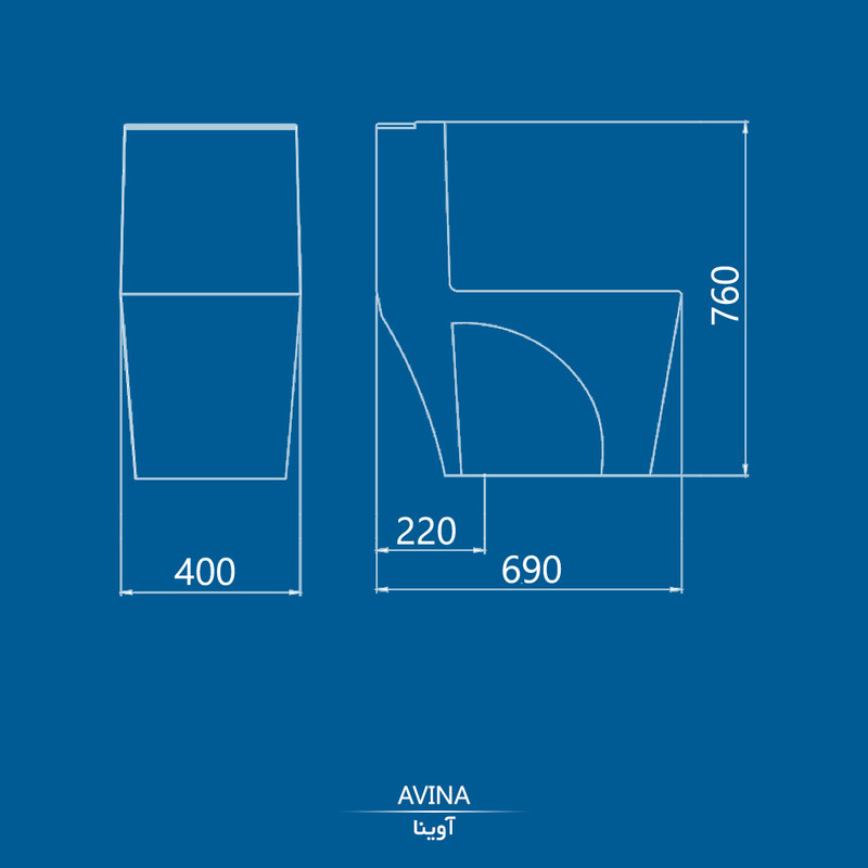 توالت فرنگی چینی کرد مدل آوینا 2
