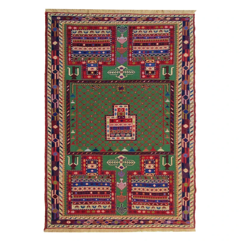 گلیم دستباف دو متری طرح سوزنی کد 655