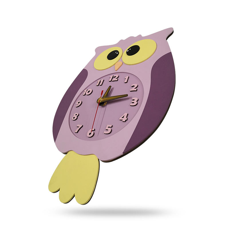 ساعت دیواری کودک طرح جغد مدل MC052Violet
