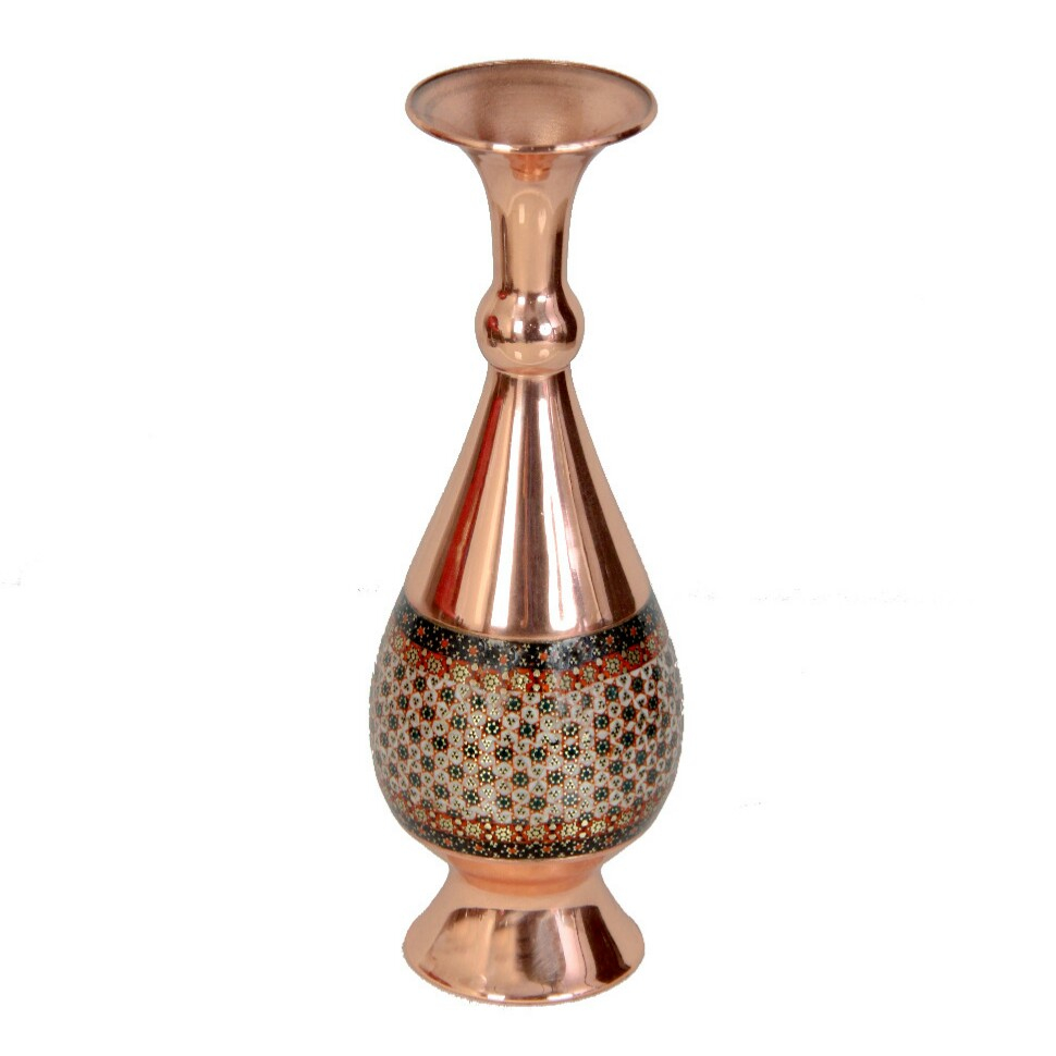 گلدان خاتم کاری مسی مدل 2200