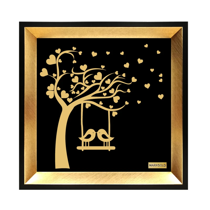 تابلو طلاکوب مارک گلد طرح مرغ عشق کد TSH92