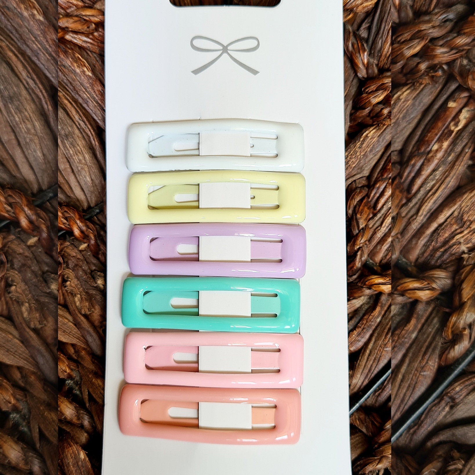 گیره مو زنانه مدل تق تقی مستطیلی کد Brg 99 بسته 6 عددی