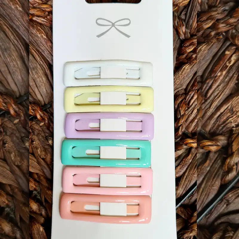 گیره مو زنانه مدل تق تقی مستطیلی کد Brg 99 بسته 6 عددی