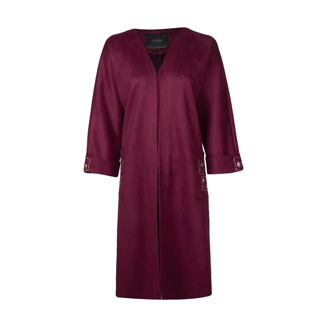 پالتو زنانه مدل 421 رنگ زرشکی