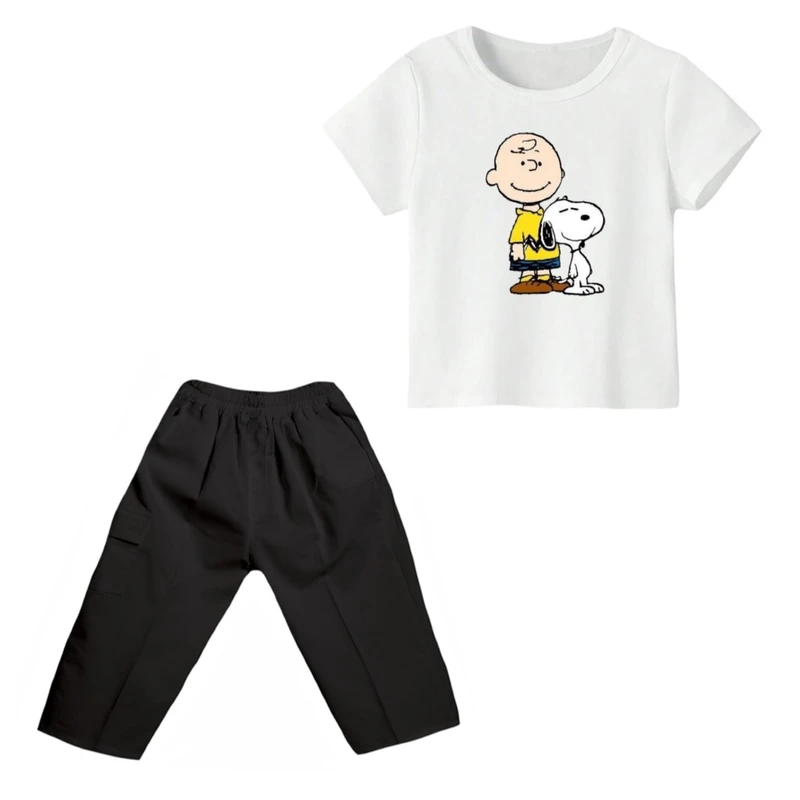 ست تی شرت و شلوارک پسرانه مدل اسنوپی کد ۸۷