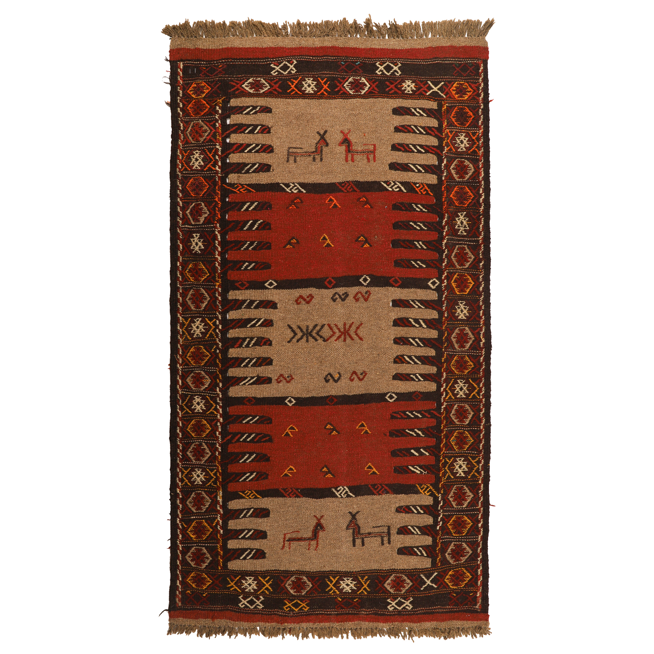 گلیم دستبافت دومتری طرح سفره کردی کد 1404810