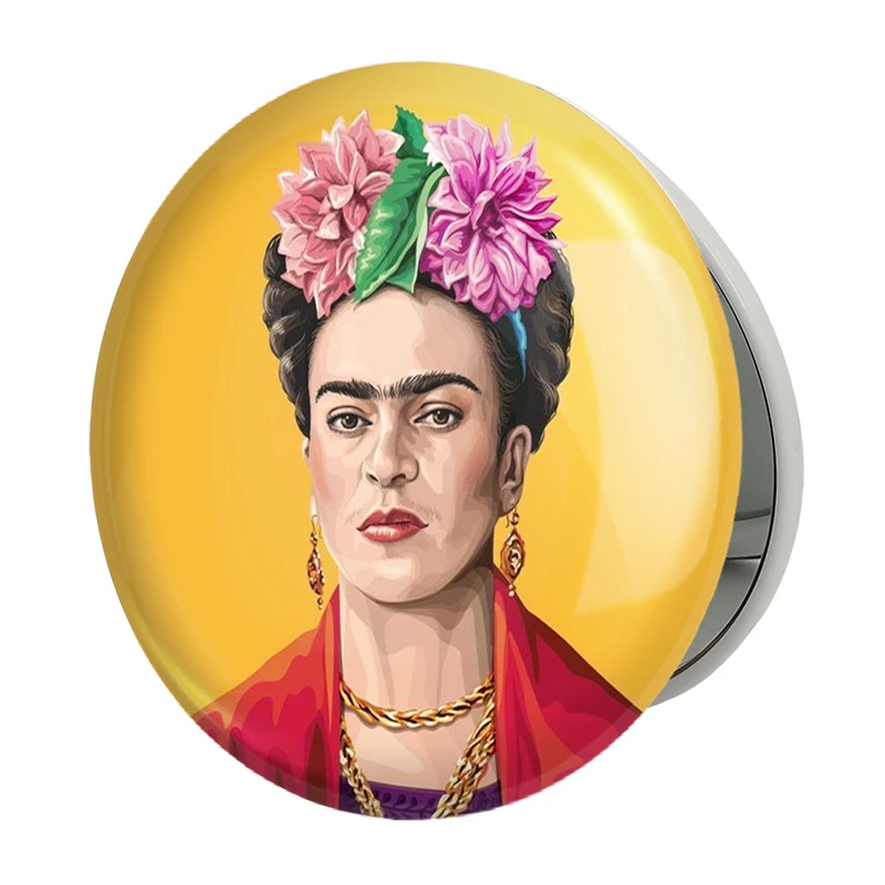 آینه جیبی خندالو طرح فریدا کالو Frida Kahlo مدل تاشو کد 3715 