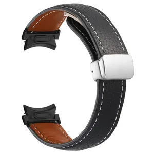 بند اسپریگ مدل Leather Mag-BK ORG مناسب برای ساعت هوشمند سامسونگ Galaxy Watch 6 Classic 47mm 
