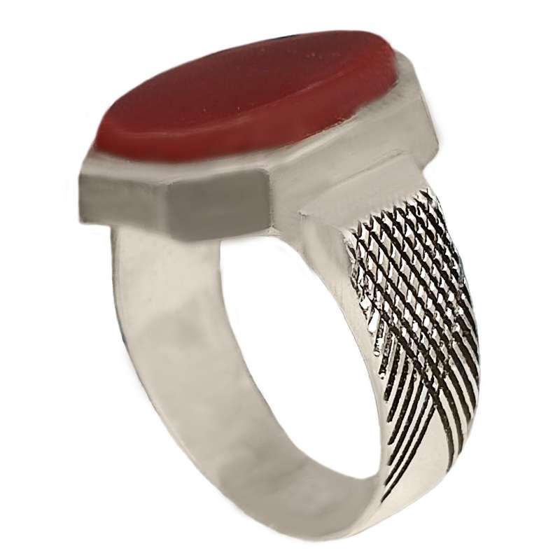 انگشتر نقره مردانه مدل عقیق حرز امام جواد HA4023