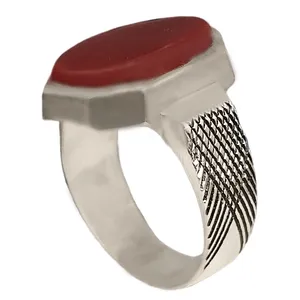 انگشتر نقره مردانه مدل عقیق حرز امام جواد HA4040