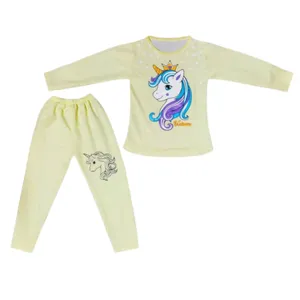 ست تی شرت و شلوار دخترانه مدل Unicorn کد 44