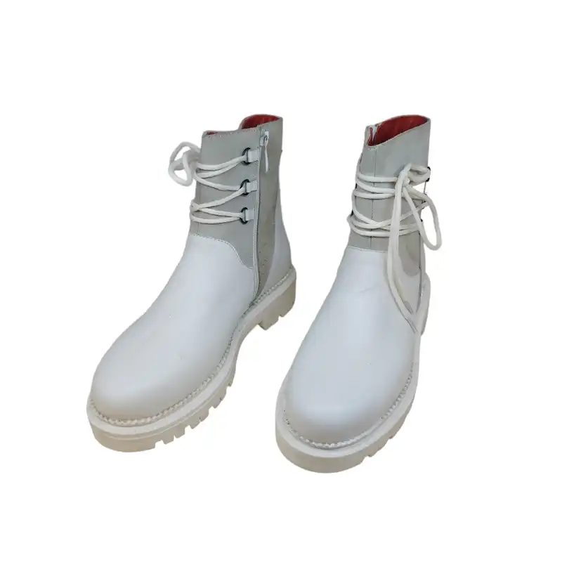 نیم بوت زنانه مدل رکسانا بندی چرم طبیعی رنگ سفید