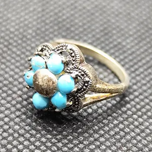 انگشتر نقره زنانه مدل سنگ فیروزه نیشابور مدل سیاه قلم کد76