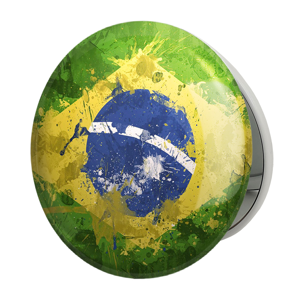 آینه جیبی خندالو طرح پرچم برزیل مدل تاشو کد 20685 