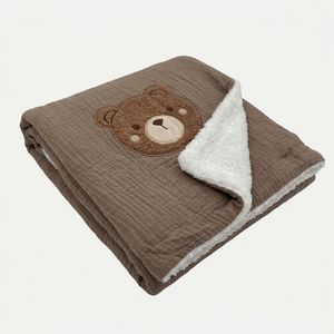 پتو دورپیچ نوزادی کوکوجم مدل تدی موسلین سایز 72*72 سانتیمتر