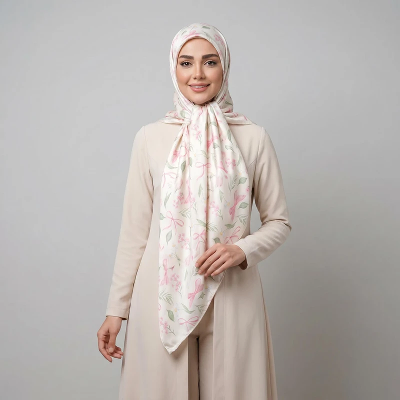 روسری زنانه مدل ابریشم توییل طرح پاپیون کد ab525