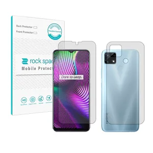 Rockspace HyGEL model transparent screen protector suitable for Realme Vi Global mobile phone along with the phone back protector