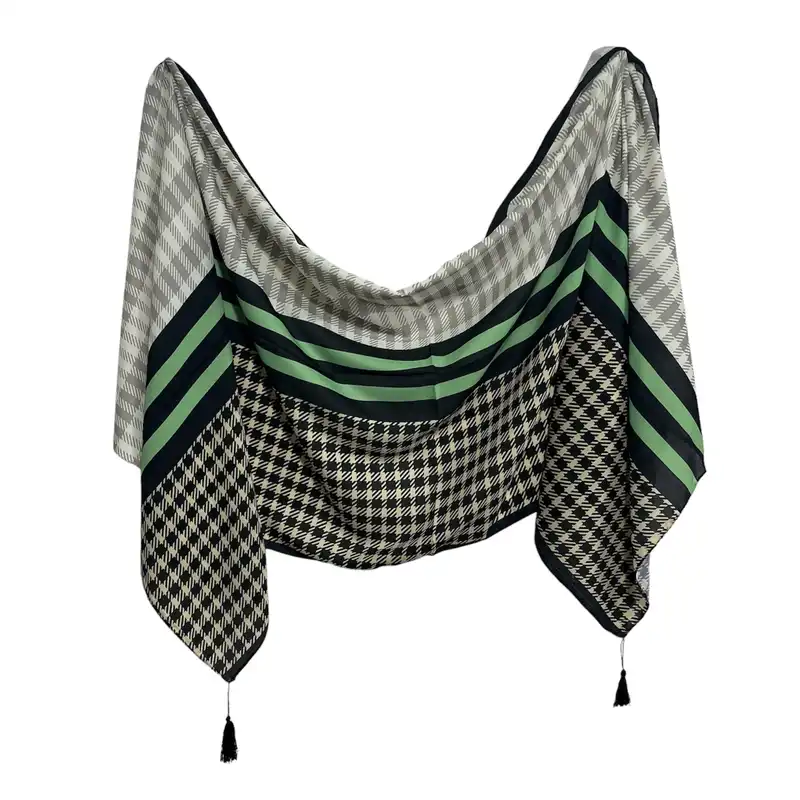 شال زنانه مدل چهارخانه دوطیفی قواره بزرگ