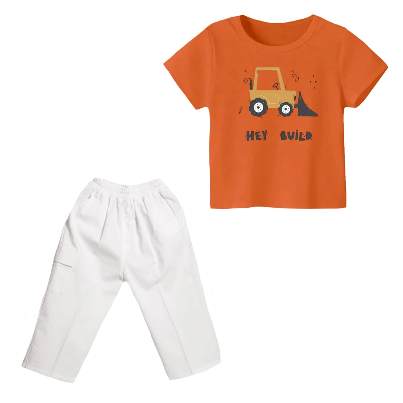 ست تی شرت و شلوارک پسرانه مدل ماشین کد 02