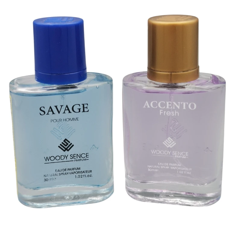عطر جیبی مردانه وودی سنس مدل SAVAGE حجم 30 میلی لیتر به همراه عطر جیبی زنانه وودی سنس مدل Accent حجم 30 میلی لیتر