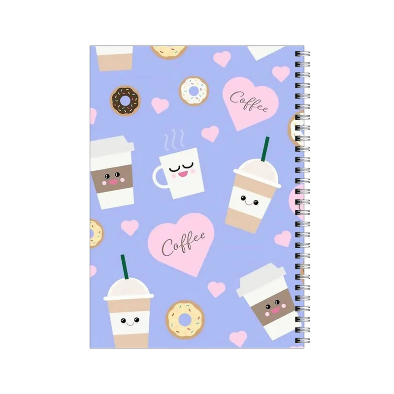 دفتر مشق 80 برگ بامبیلیپ طرح پترن قهوه و دونات کد 0617819