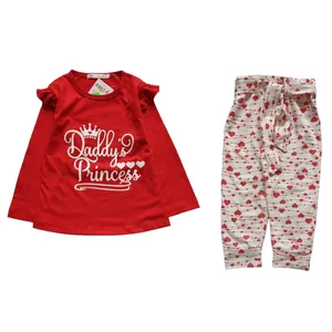 ست تی شرت آستین بلند و شلوار دخترانه مدل پرنسس