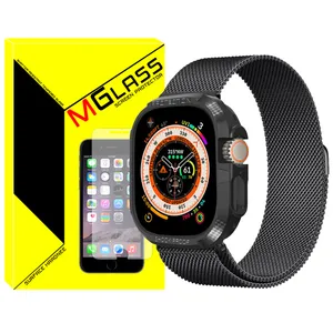 بند ام‌گلس مدل Milanese Armor Jelly مناسب برای اپل واچ Ultra 49 میلیمتری به همراه کاور