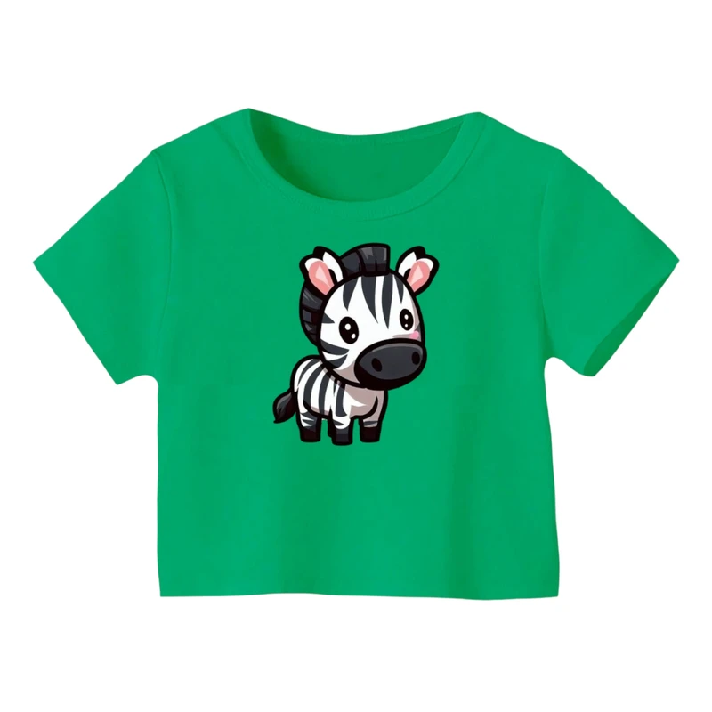 کراپ‌ تی‌شرت آستین کوتاه زنانه مدل گورخر کد ۸