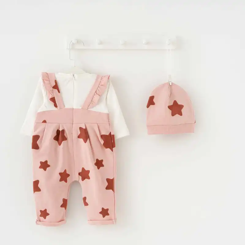 ست سرهمی و کلاه نوزادی ایندیگو مدل 296097-رنگ صورتی