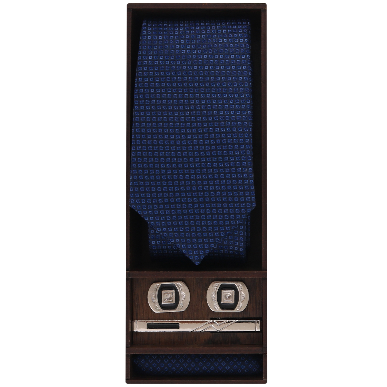 ست کراوات و دستمال جیب و گیره و دکمه سردست مردانه مدل PJ-107411