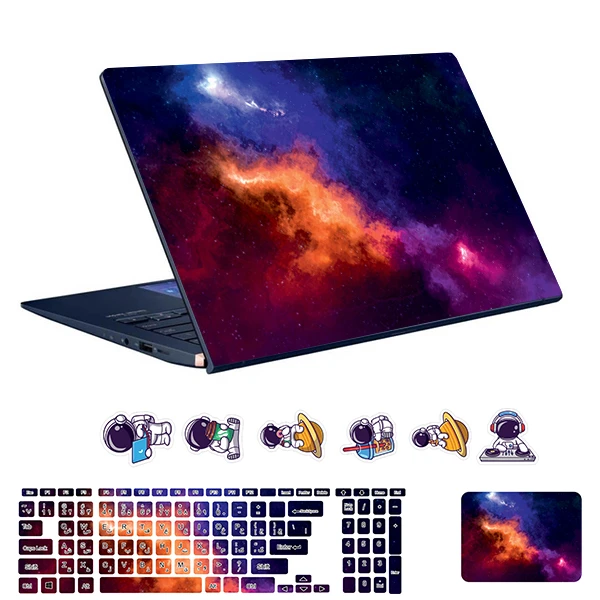 استیکر لپ تاپ توییجین و موییجین طرح Space  کد 165 مناسب برای لپ تاپ 15.6 اینچ به همراه برچسب حروف فارسی کیبورد
