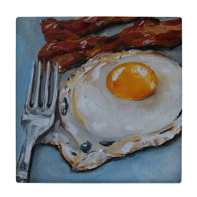 زیر لیوانی طرح نقاشی نیمرو و چنگال کد    3853247_1869