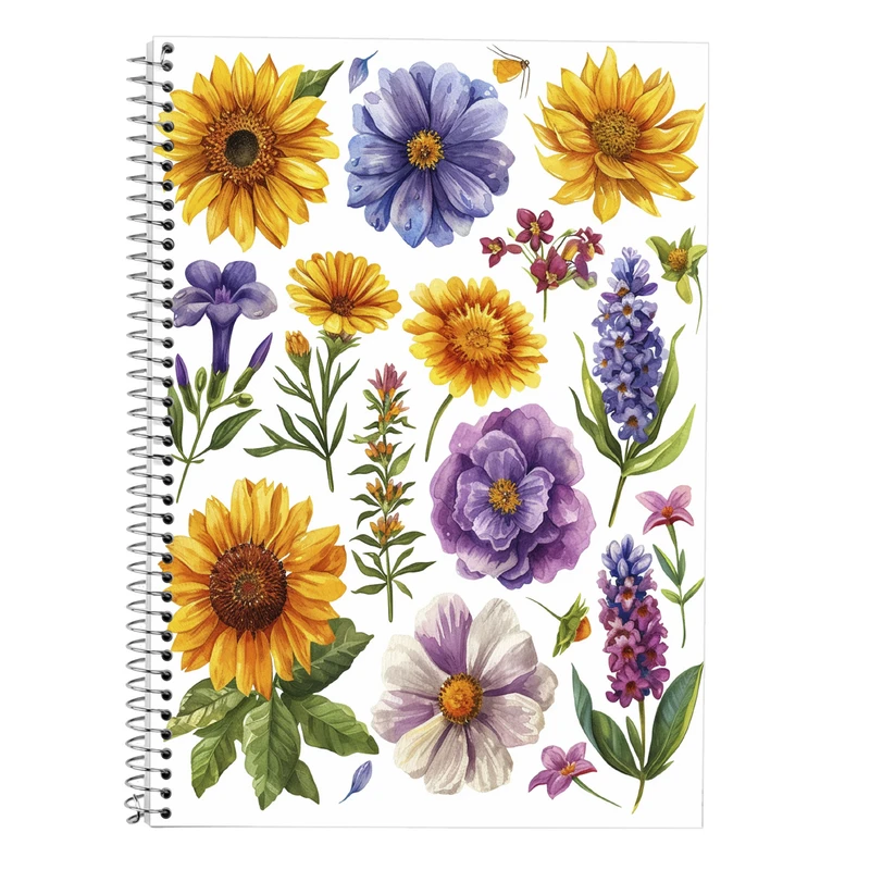 دفتر زبان 50 برگ مدوپد مدل سه خط طرح گل کد DF13848