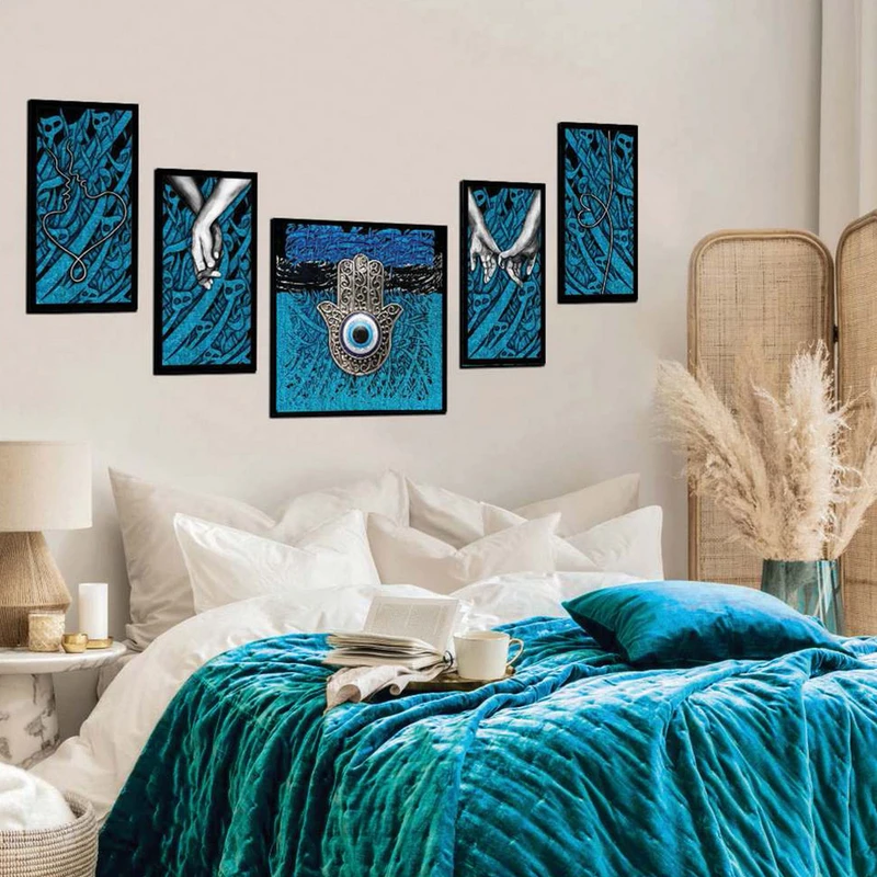 تابلو بکلیت طرح مدرن چشم نظر مدل B-1926 مجموعه 5 عددی