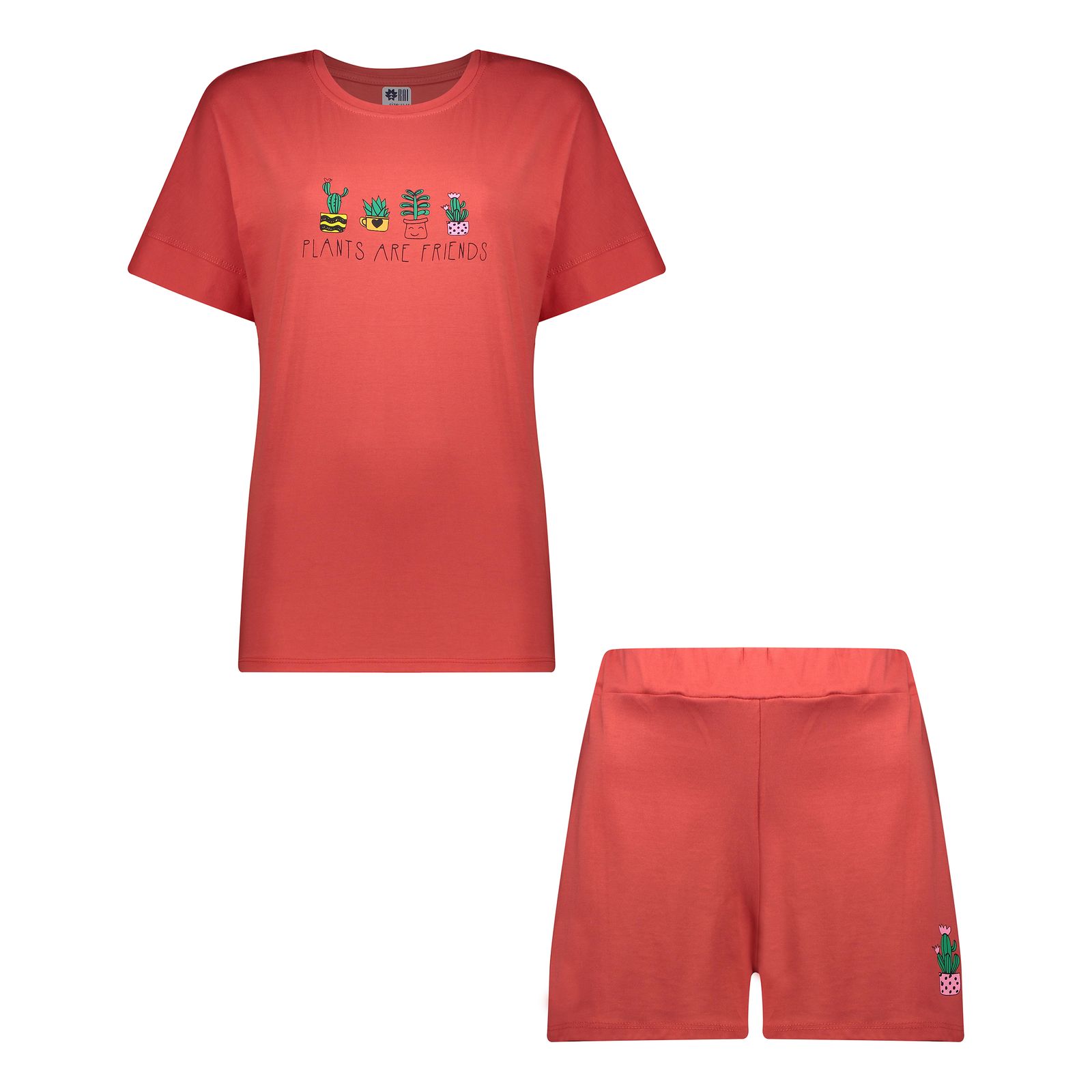 ست تی شرت آستین کوتاه و شلوارک دخترانه مادر مدل گاردن کد 92-25 رنگ گلبهی
