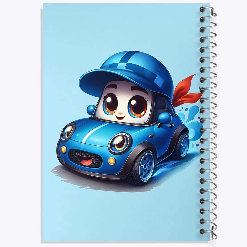 دفتر مشق 100 برگ خندالو طرح ماشین آبی کیوت کد F7981