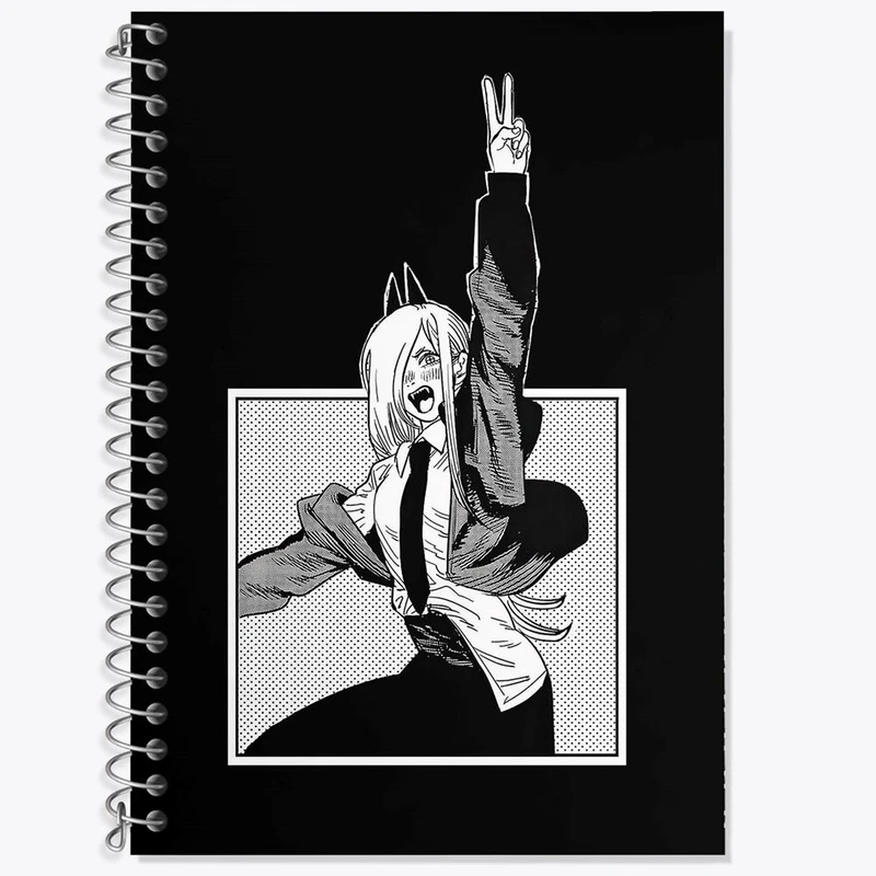 دفتر زبان 50 برگ خندالو مدل دو خط طرح پاور انیمه مرد اره ای Chainsaw Man کد 17952