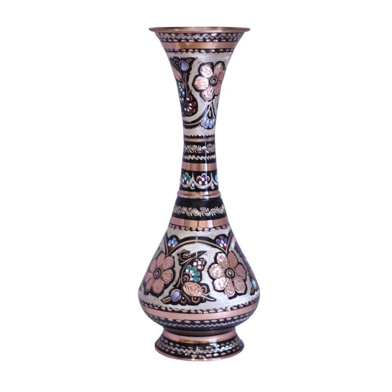 گلدان میناکاری مسی طرح کمر باریک کد 147