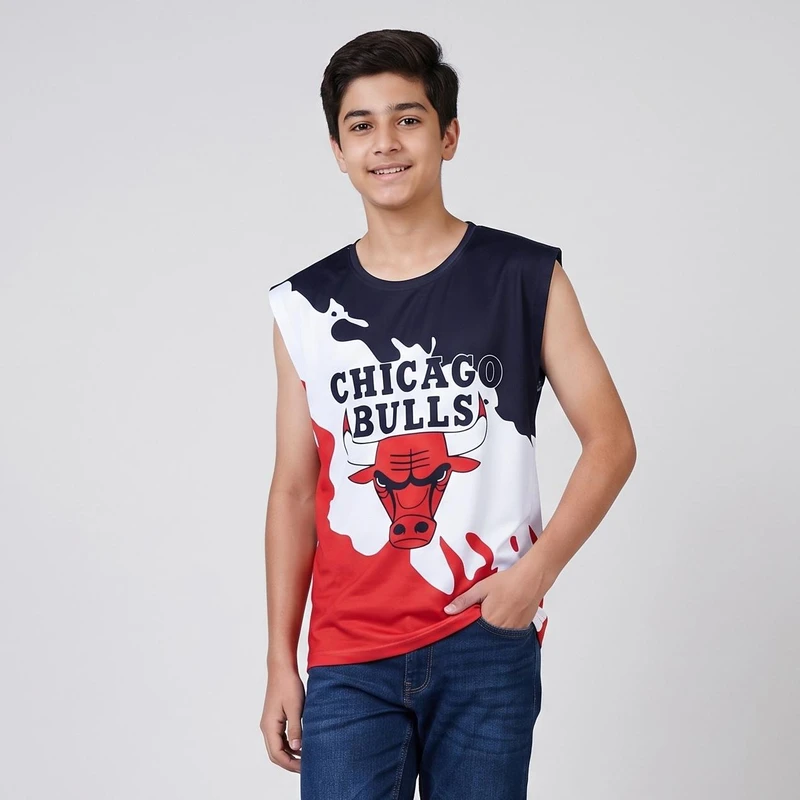  تاپ ورزشی پسرانه طرح CHICAGO BULLS کد CH01