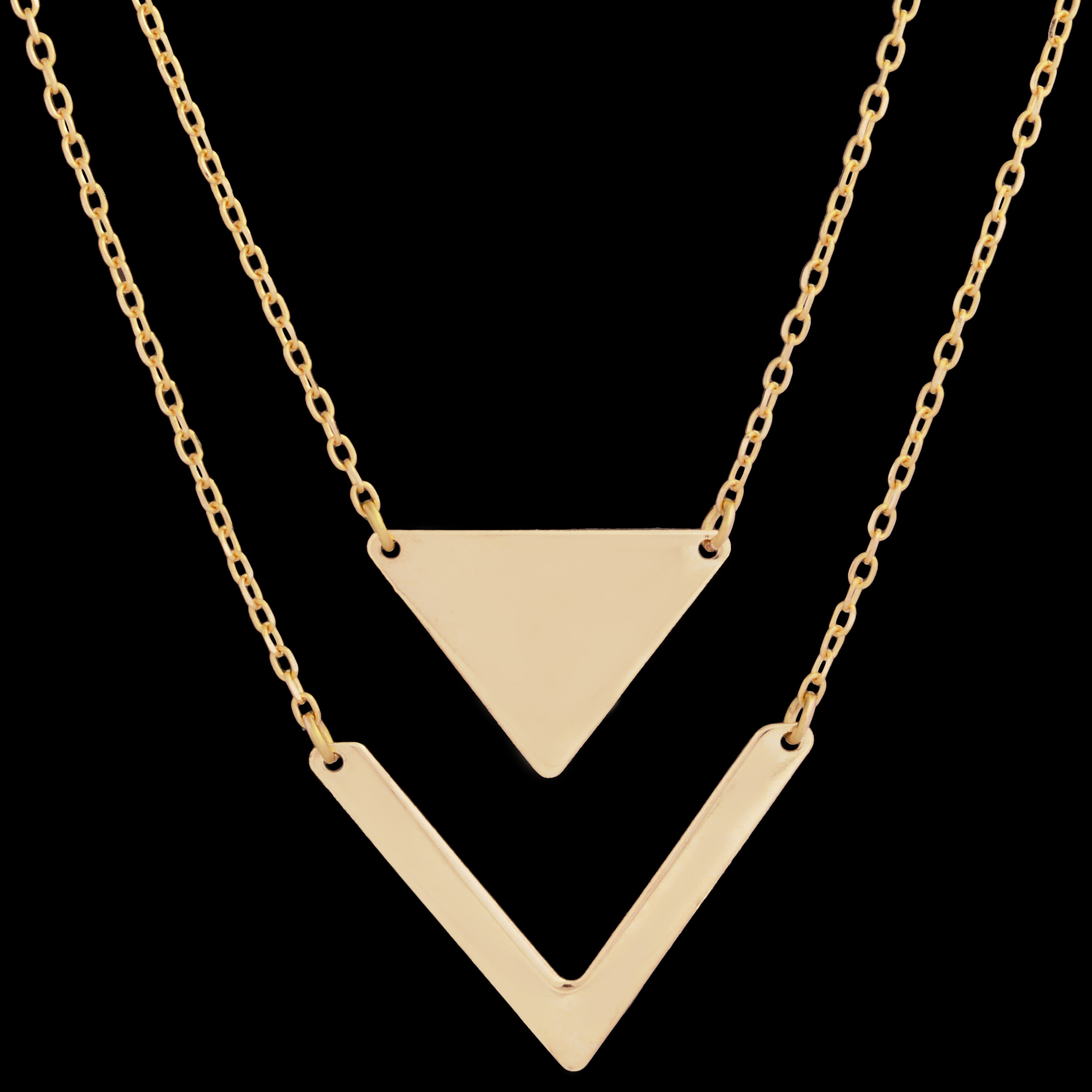 گردنبند طلا 18 عیار زنانه طلای مستجابی مدل مالتی لایر مثلث کد 45