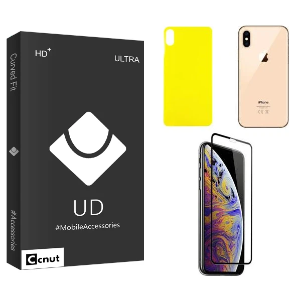 محافظ صفحه نمایش شیشه ای کوکونات مدل UDB مناسب برای گوشی موبایل اپل iPhone Xs max به همراه محافظ پشت گوشی