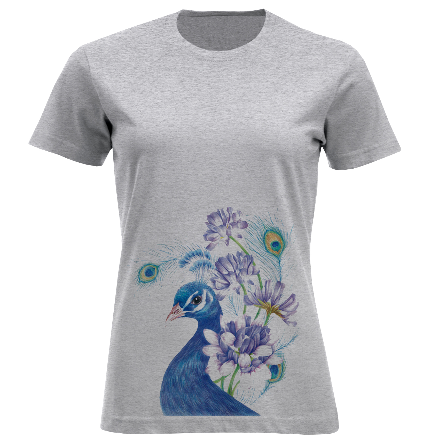 تی شرت آستین کوتاه زنانه مدل طاووس D987