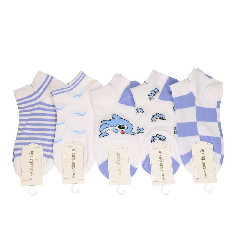 جوراب دخترانه مدل دلفین کد 01048 بسته 5 عددی