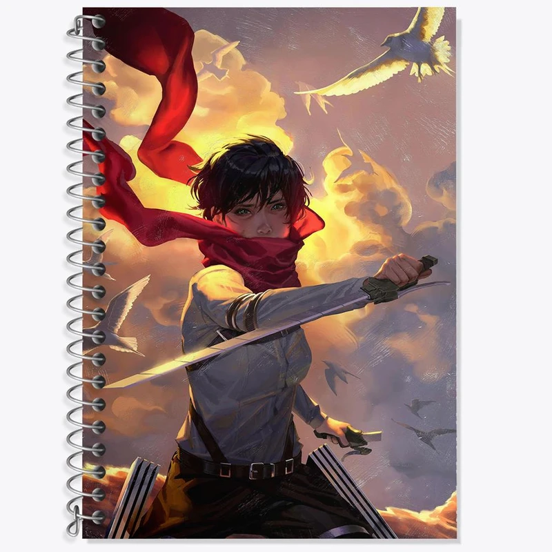 دفتر زبان 50 برگ خندالو مدل سه خط طرح میکاسا اکرمن انیمه اتک آن تایتان Attack on Titan کد 18522