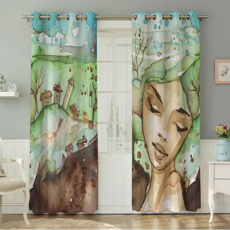 پرده نیروانا طرح چهره مدل مخمل کد 4687 سایز 140×280 سانتی متر