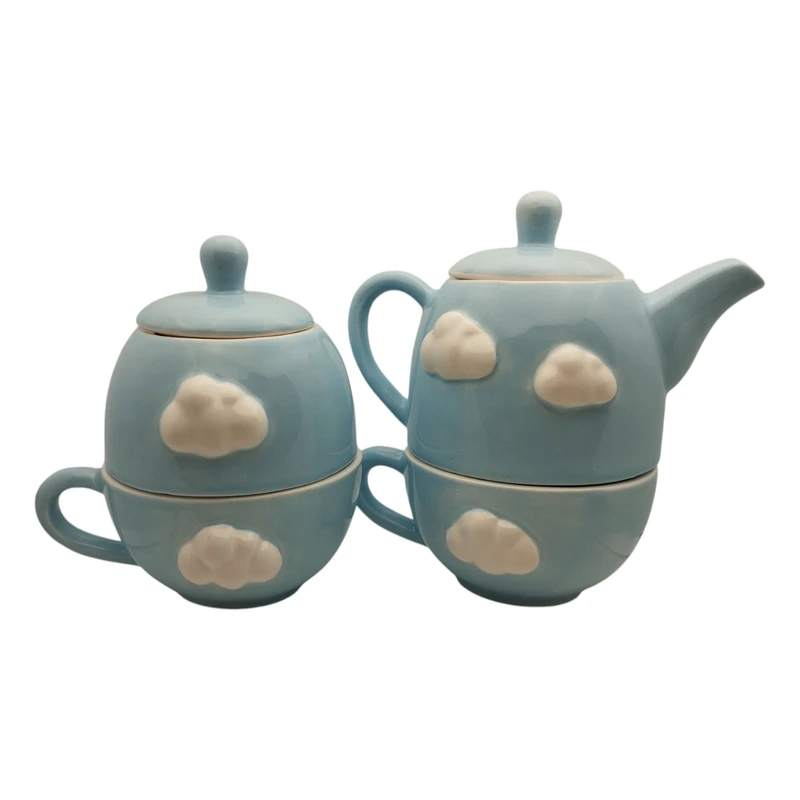 سرویس چای خوری 4 پارچه 2 نفره مدل ابر برجسته کد 01