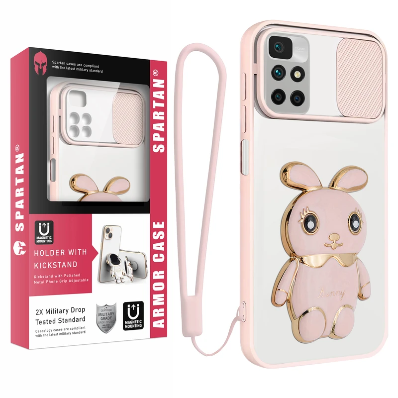 کاور اسپارتان مدل Camshield Bunny مناسب برای گوشی موبایل شیائومی Redmi 10 2022 / Redmi 10 Prime به همراه بند نگهدارنده