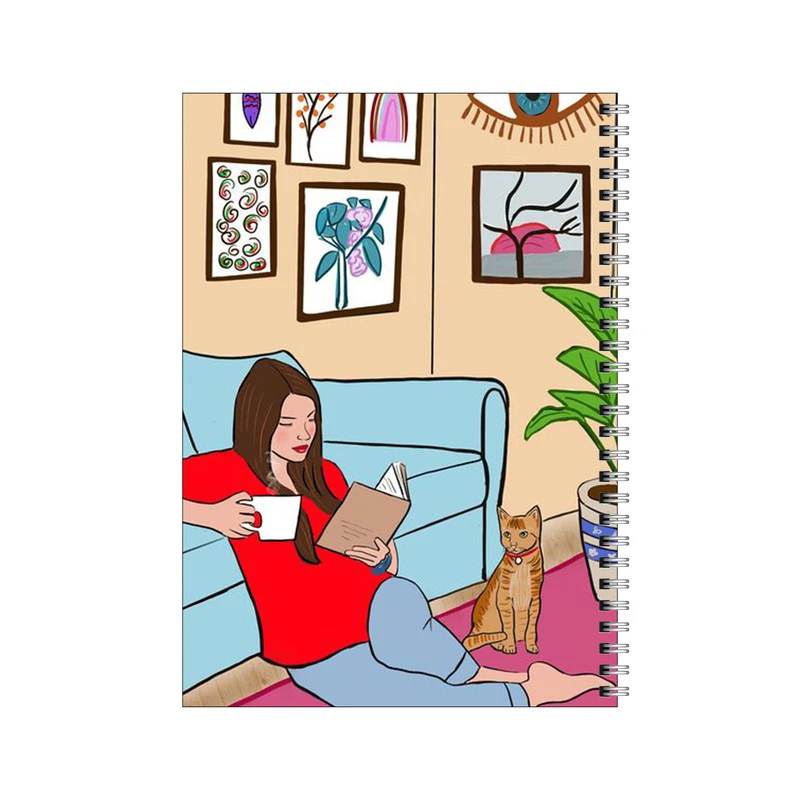 دفتر مشق 50 برگ بامبیلیپ طرح دختر و گربه و کتاب  کد 0318379