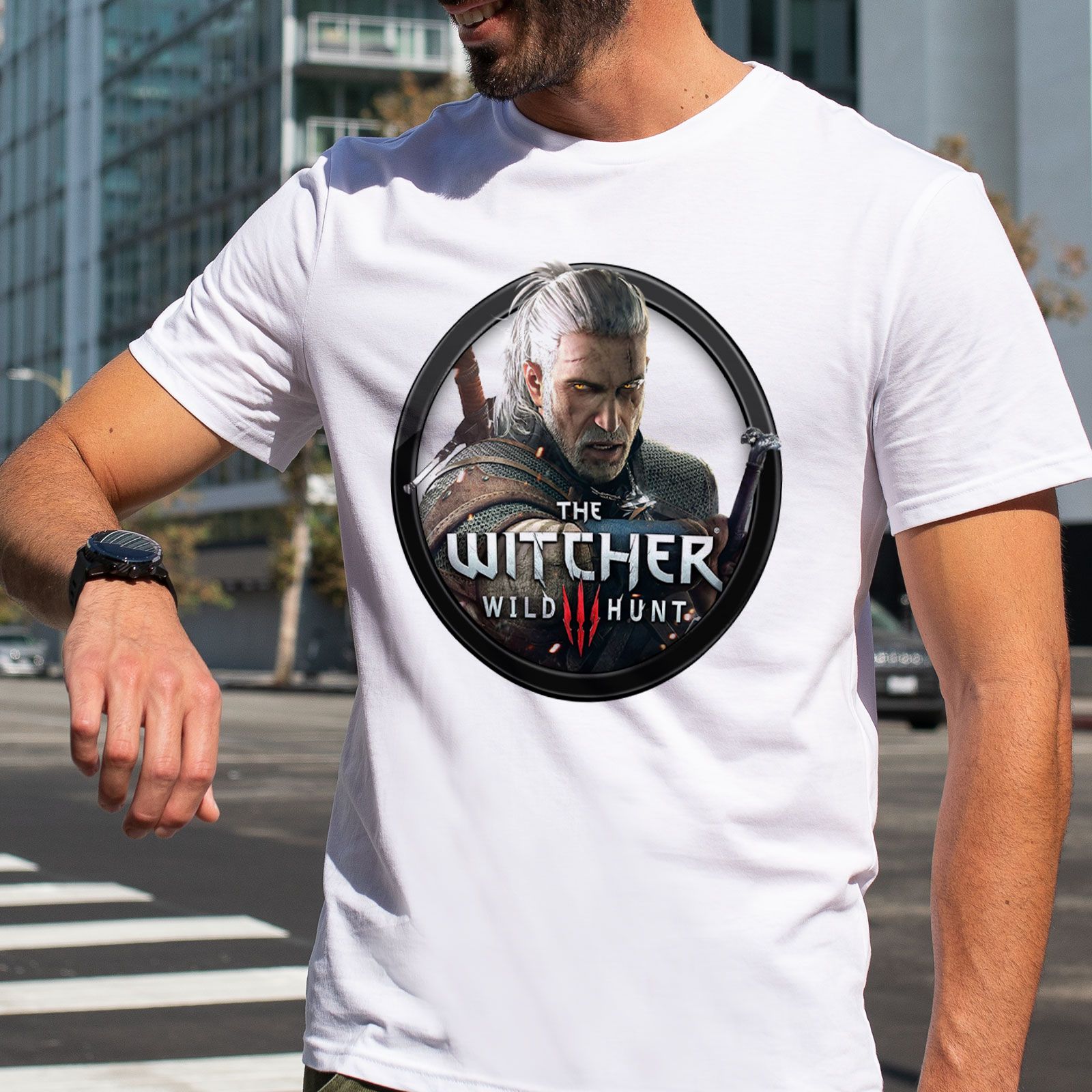 تی شرت آستین کوتاه مردانه هومرو مدل TW526 طرح ویچر -  - 7